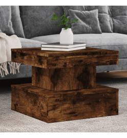 Table basse avec lumières LED chêne fumé 50x50x40 cm