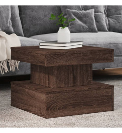 Table basse avec lumières LED chêne marron 50x50x40 cm