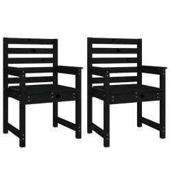 Ensemble à dîner de jardin 11 pcs noir bois massif de pin