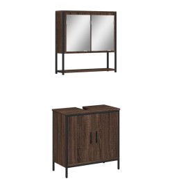 Ensemble de meubles de salle de bain 2 pcs Chêne marron