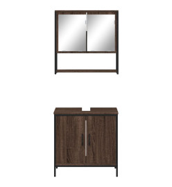 Ensemble de meubles de salle de bain 2 pcs Chêne marron