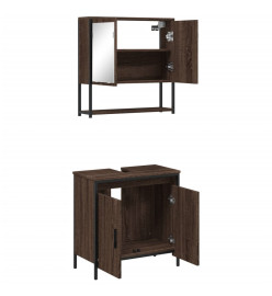 Ensemble de meubles de salle de bain 2 pcs Chêne marron