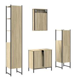 Ensemble de meubles de salle de bain 4 pcs chêne sonoma