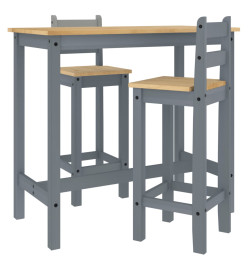 Ensemble de bar 3 pcs Gris Bois de pin massif