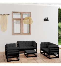 Salon de jardin 7 pcs avec coussins Bois de pin massif