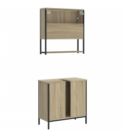 Ensemble de meubles de salle de bain 2 pcs chêne sonoma