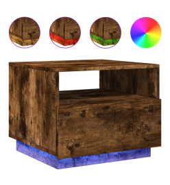 Table basse avec lumières LED chêne fumé 50x49x40 cm