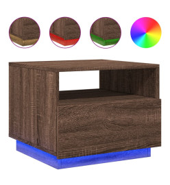 Table basse avec lumières LED chêne marron 50x49x40 cm