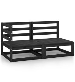 Salon de jardin 2 pcs noir bois de pin massif