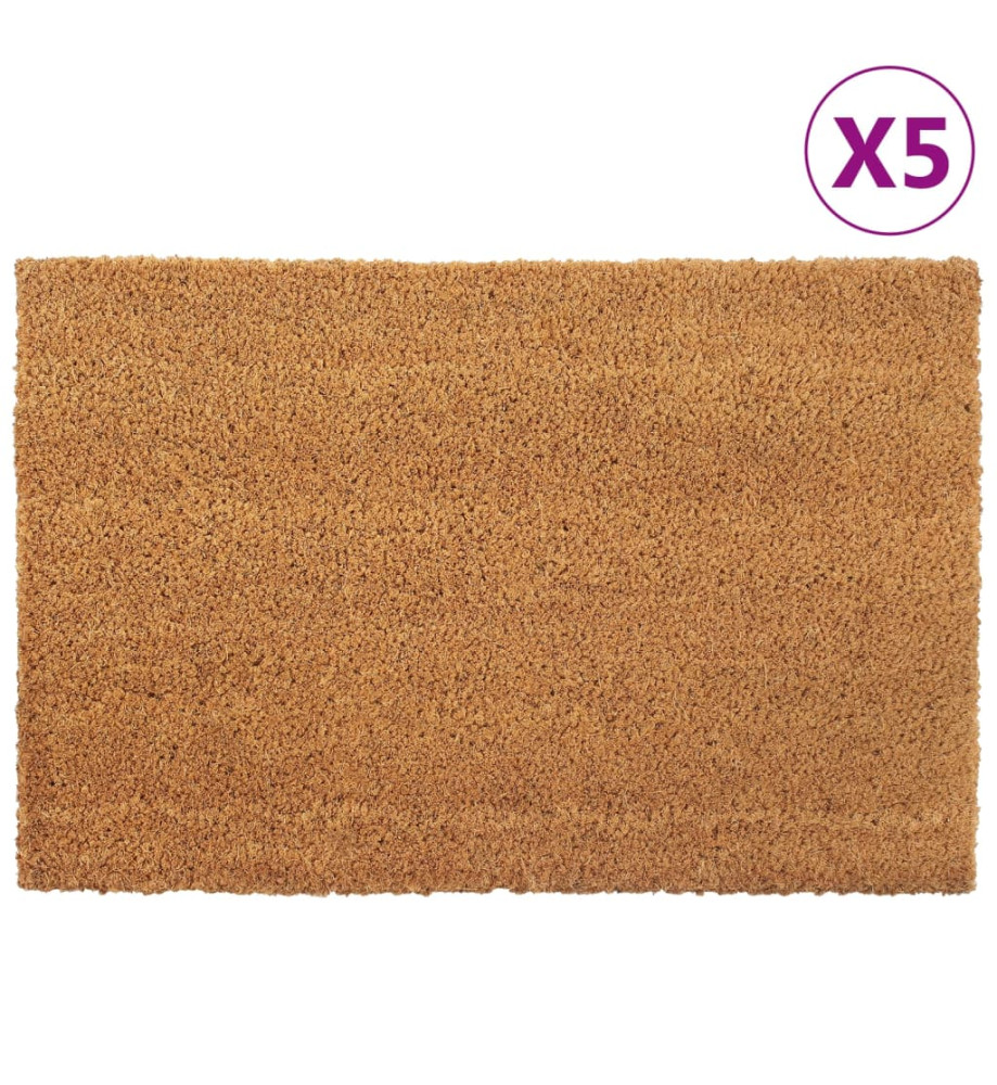 Tapis de porte 5 pcs naturel 40x60 cm fibre de coco touffeté