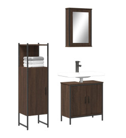 Ensemble de meubles de salle de bain 3 pcs Chêne marron