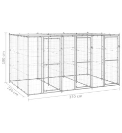 Chenil extérieur Acier galvanisé avec toit 7,26 m²