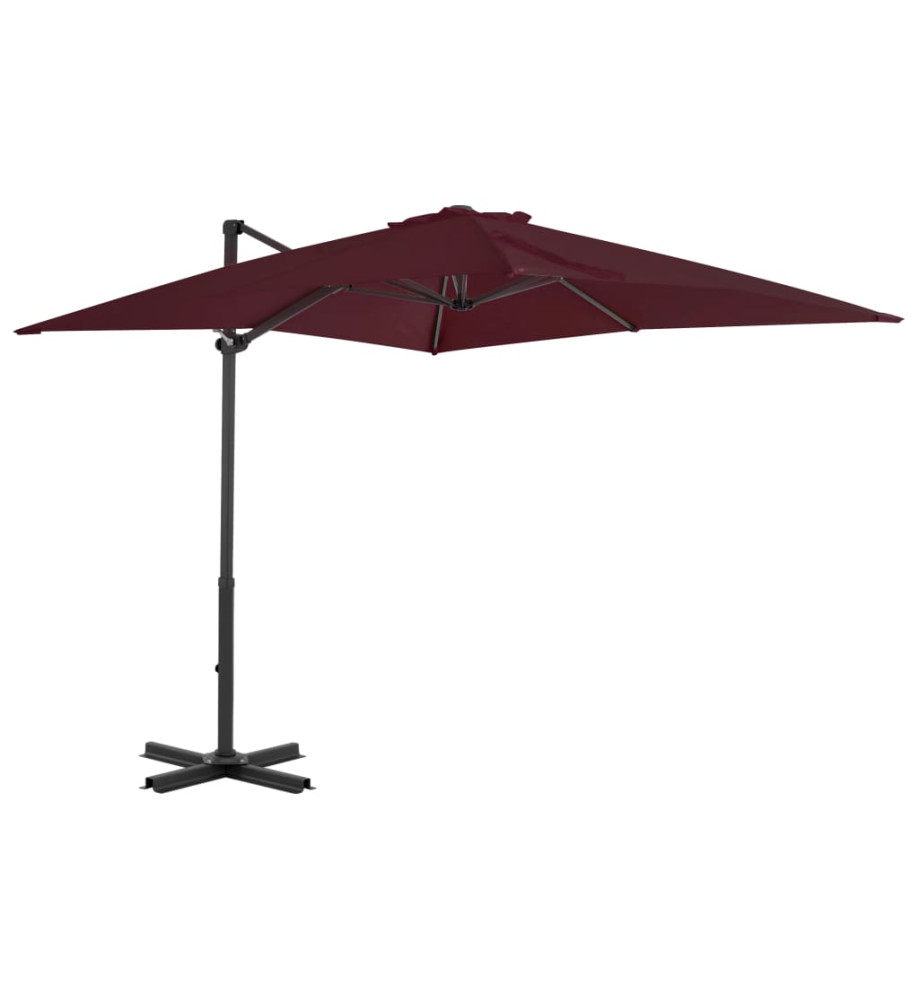 Parasol déporté avec mât en aluminium Bordeaux 250x250 cm