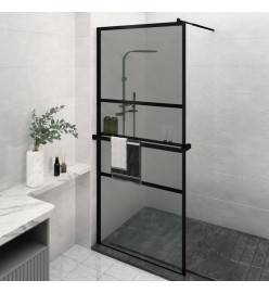 Paroi de douche avec étagère Noir 100x195cm Verre ESG&Aluminium