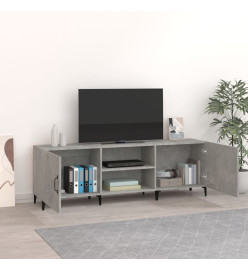 Meuble TV gris béton 150x30x50 cm bois d'ingénierie