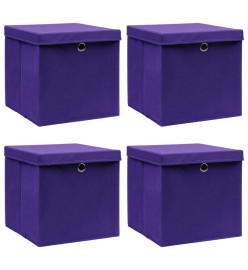 Boîtes de rangement et couvercles 4 pcs Violet 32x32x32cm Tissu