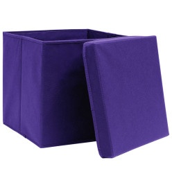 Boîtes de rangement et couvercles 4 pcs Violet 32x32x32cm Tissu