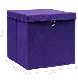 Boîtes de rangement et couvercles 4 pcs Violet 32x32x32cm Tissu