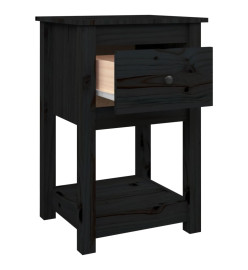 Table de chevet Noir 40x35x61,5 cm Bois de pin massif