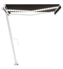 Auvent manuel rétractable avec LED 300x250 cm Anthracite