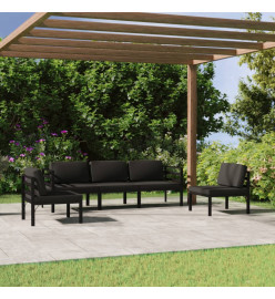 Salon de jardin 5 pcs avec coussins Aluminium Anthracite