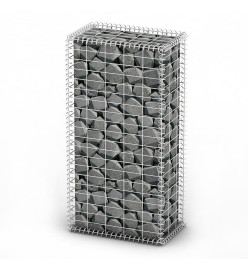 Mur de gabion avec pierres de verre et lampe LED 50x30x100 cm