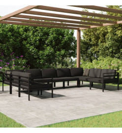 Salon de jardin 9 pcs avec coussins Aluminium Anthracite