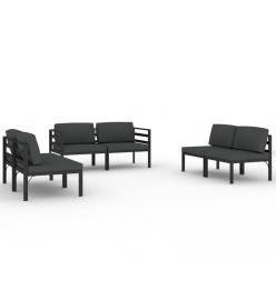 Salon de jardin 6 pcs avec coussins Aluminium Anthracite
