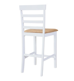 Jeu de table et chaise de bar 5pcs Bois massif Naturel et blanc