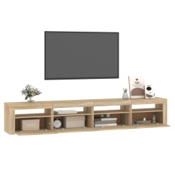 Meuble TV avec lumières LED Chêne sonoma 240x35x40 cm