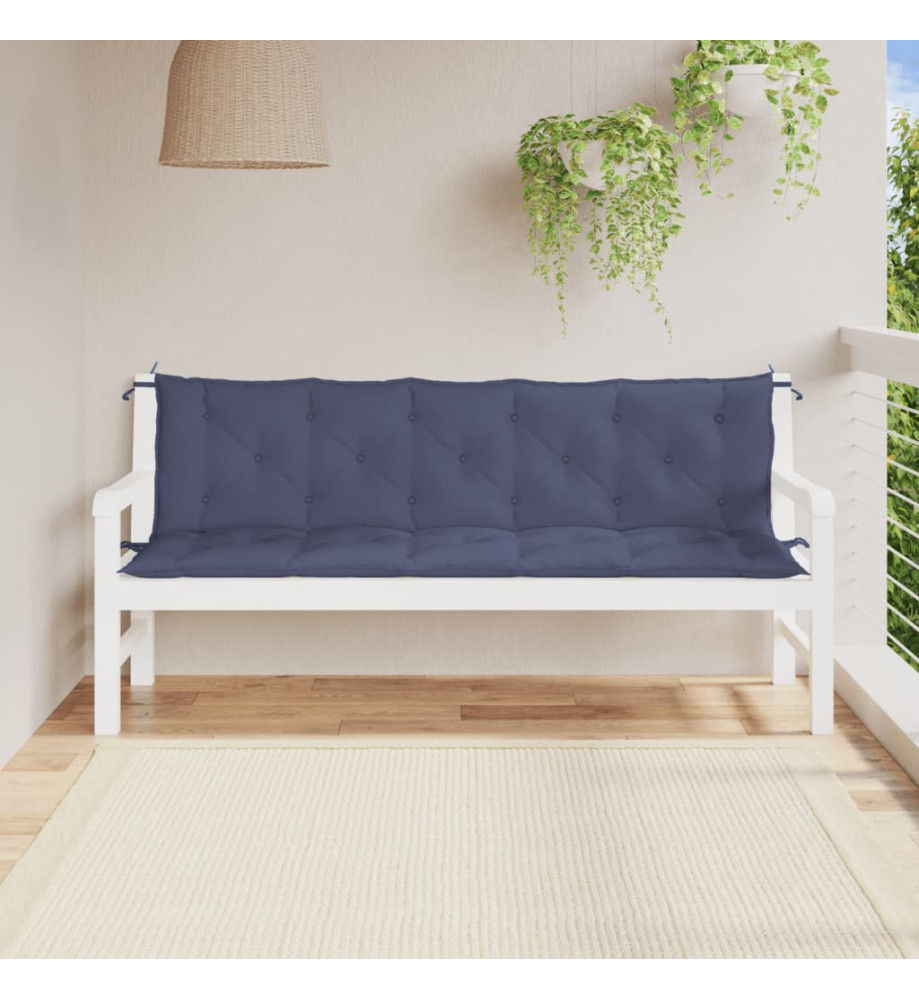 Coussins de banc de jardin lot de 2 bleu marine 180x50x7 cm Coussins de banc de jardin lot de 2 bleu marine 180x50x7 cm