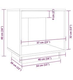 Table de chevet Gris 40x30x40 cm Bois de pin solide