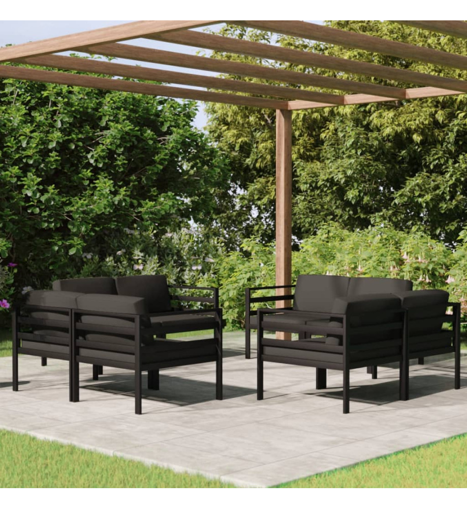 Salon de jardin 8 pcs avec coussins Aluminium Anthracite Salon de jardin 8 pcs avec coussins Aluminium Anthracite