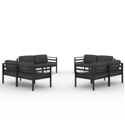 Salon de jardin 8 pcs avec coussins Aluminium Anthracite