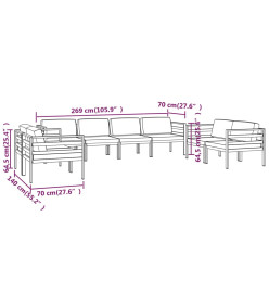 Salon de jardin 8 pcs avec coussins Aluminium Anthracite