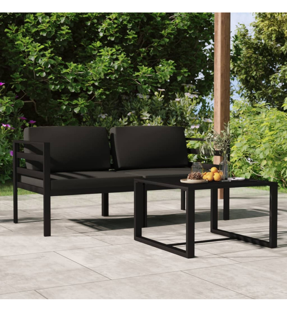 Salon de jardin 3 pcs avec coussins Aluminium Anthracite Salon de jardin 3 pcs avec coussins Aluminium Anthracite