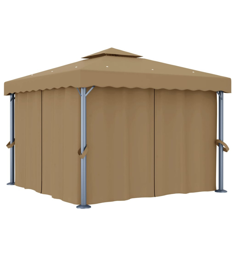 Tonnelle avec rideau 3x3 m Taupe Aluminium Tonnelle avec rideau 3x3 m Taupe Aluminium