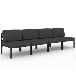 Canapé de jardin 4 places avec coussins Aluminium Anthracite