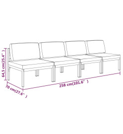 Canapé de jardin 4 places avec coussins Aluminium Anthracite