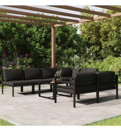Salon de jardin 8 pcs avec coussins Aluminium Anthracite