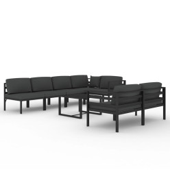 Salon de jardin 8 pcs avec coussins Aluminium Anthracite