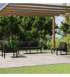 Salon de jardin 4 pcs avec coussins Aluminium Anthracite