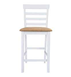 Jeu de table et chaise de bar 3pcs Bois massif Naturel et blanc