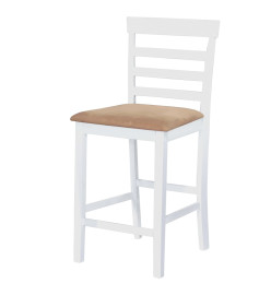 Jeu de table et chaise de bar 3pcs Bois massif Naturel et blanc