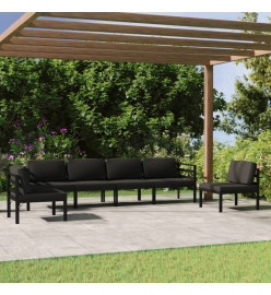Salon de jardin 6 pcs avec coussins Aluminium Anthracite