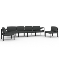 Salon de jardin 6 pcs avec coussins Aluminium Anthracite