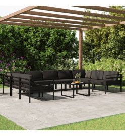 Salon de jardin 10 pcs avec coussins Aluminium Anthracite