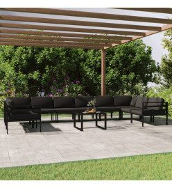Salon de jardin 11 pcs avec coussins Aluminium Anthracite