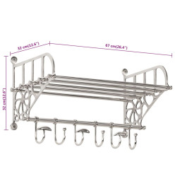 Porte-bagages avec cintres mural aluminium