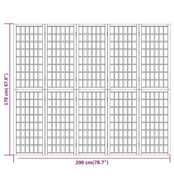 Cloison de séparation pliable 5 panneaux 200x170 cm Blanc